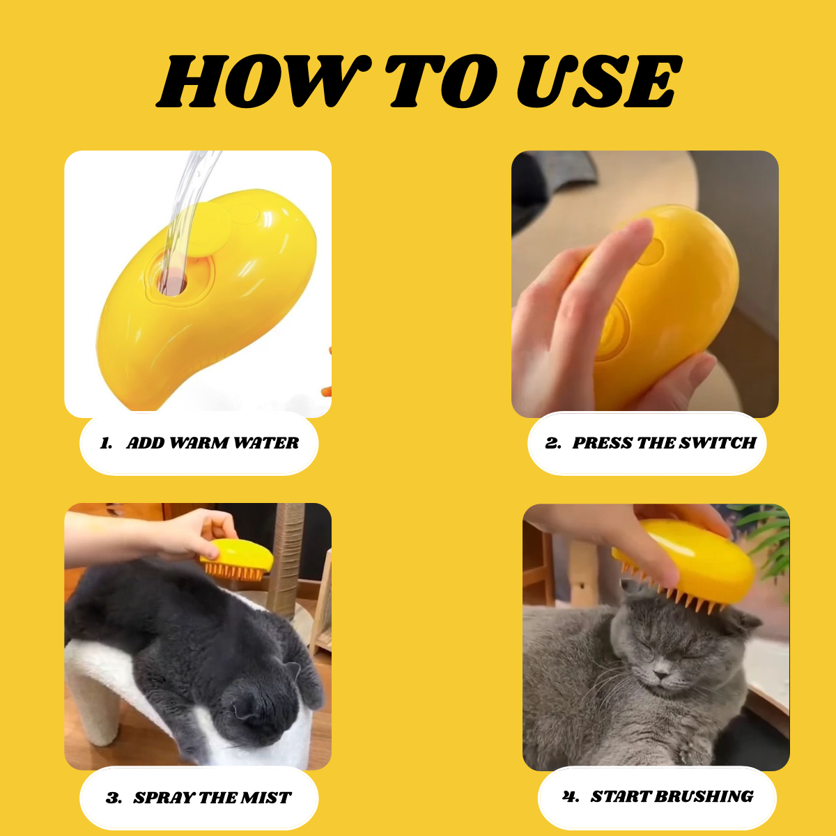 STEAMY 3 IN 1 PET HAIR BRUSH