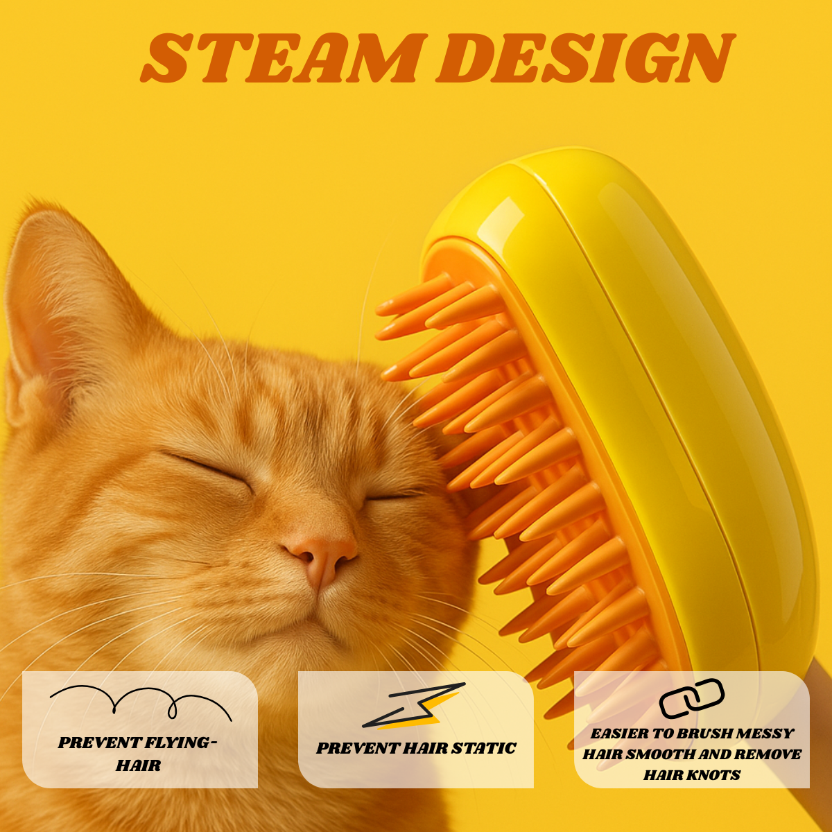 STEAMY 3 IN 1 PET HAIR BRUSH